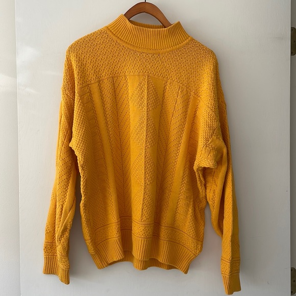 SOLD - Bright Yellow Vintage Turtleneck Sweater - Picture 2 of 4